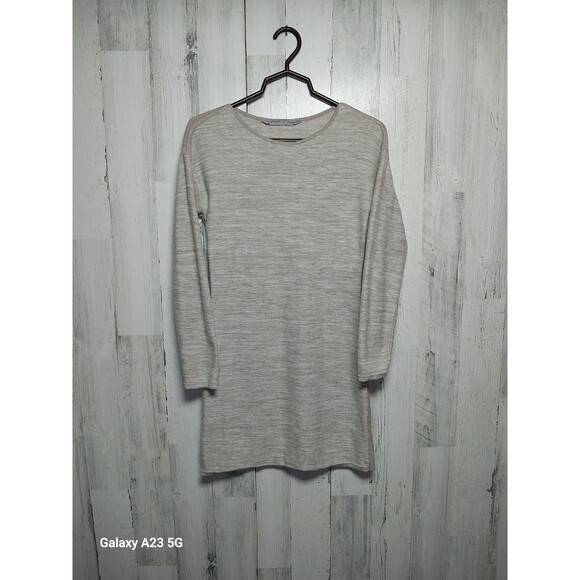 Athleta Retreat Oatmeal Heathered Sweater Dress Size Small Long Sleeves Cotton - Picture 1 of 7